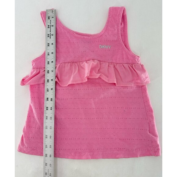 DKNY Girl’s Pink‎ Tank Layered Ruffle Lace Sleeveless Tank Top Logo Sz Small - Picture 6 of 7